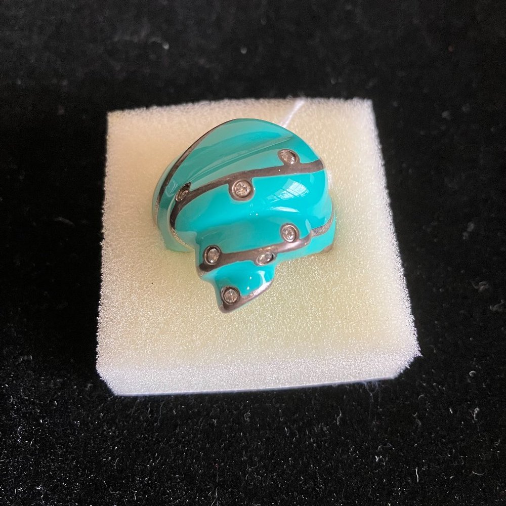 Turquoise Enamal Shell Ring
